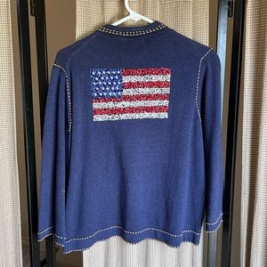 Vintage Patriotic Michael Simon  Flag button up light shirt🇺🇸. Size Large.